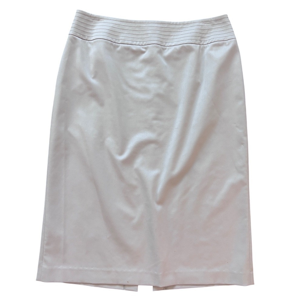 St. John Collection Beige Multi Stitch Waistband Pencil Skirt Size 12